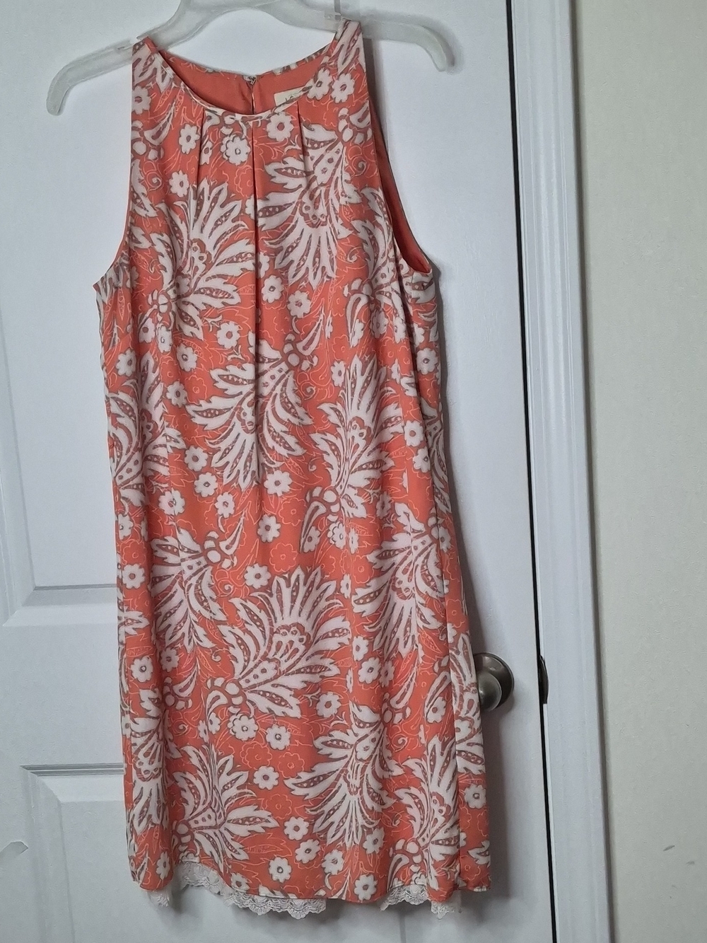 Loft Sleeveless Coral Floral Shift Dress Size 10